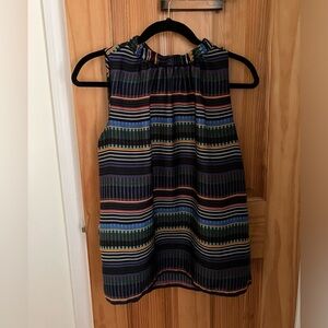 LOFT Patterned Sleeveless Blouse with Tie Back